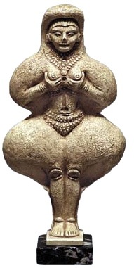 A small portable clay statue of Astarte/Ishtar/Diana (c. 1500 BC). Probably similar in size/style to Rachel’s theft. Found in Tel Lachish in Israel.