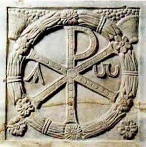 Monogram of Christ, Museo Pio Cristiano, Vatican Notice the Greek letters “Alpha” and “Omega” meaning “Christ is the Alpha and Omega” ( Revelation 1:8) included in this Chi-Rho symbol.