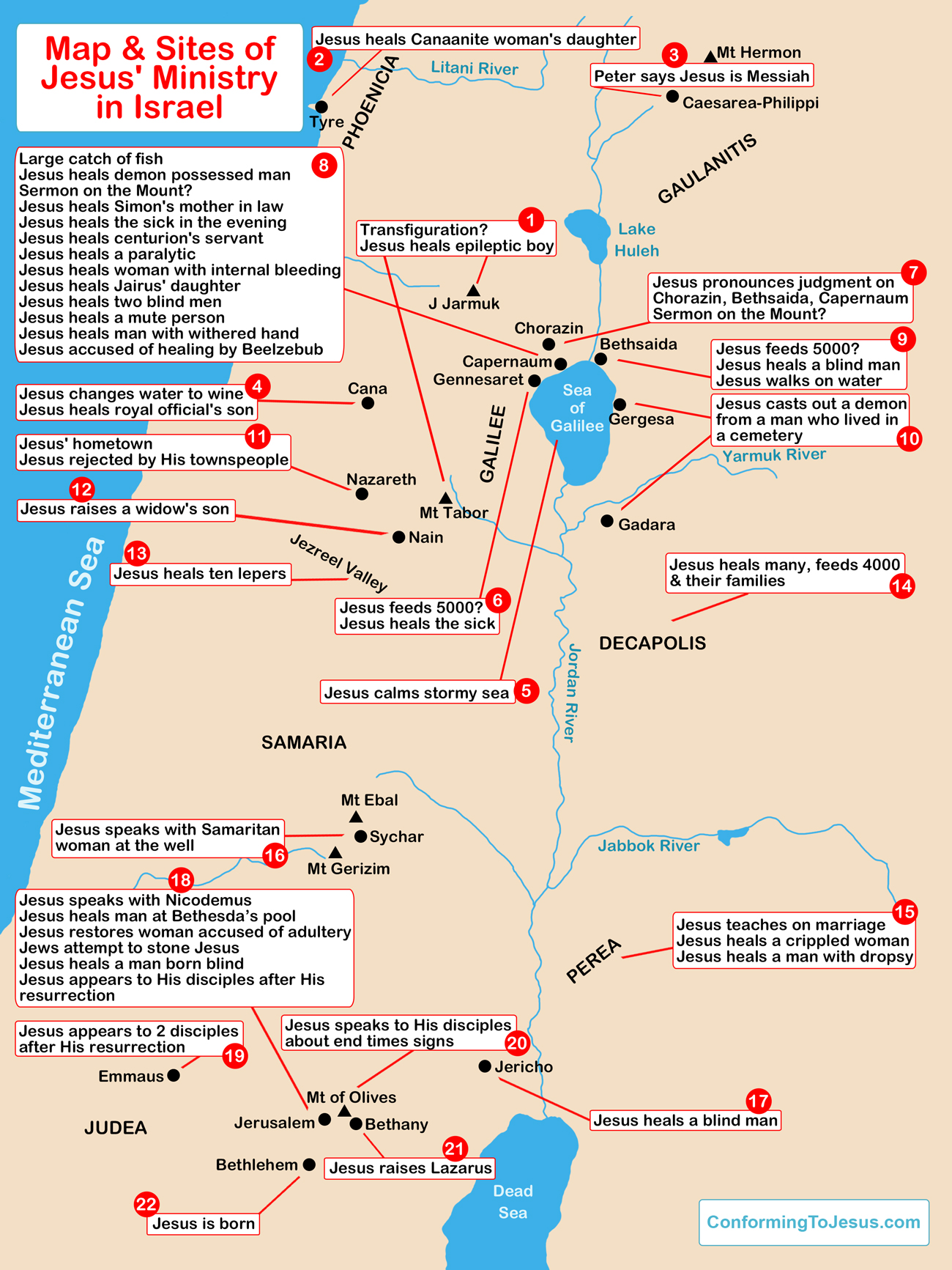 Wie Viele Orte Hat Jesus Besucht Keep Moving   Jesus Ministry Map 